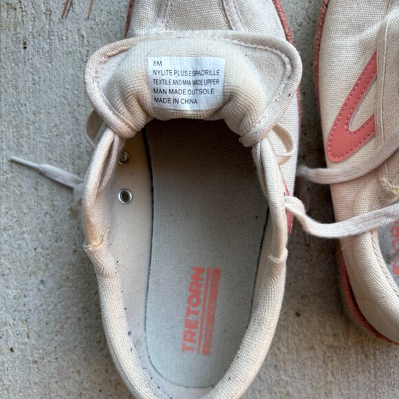 Tretorn Espadrille Sneakers Cream Blue and Pink Size 8 - Picture 4 of 4